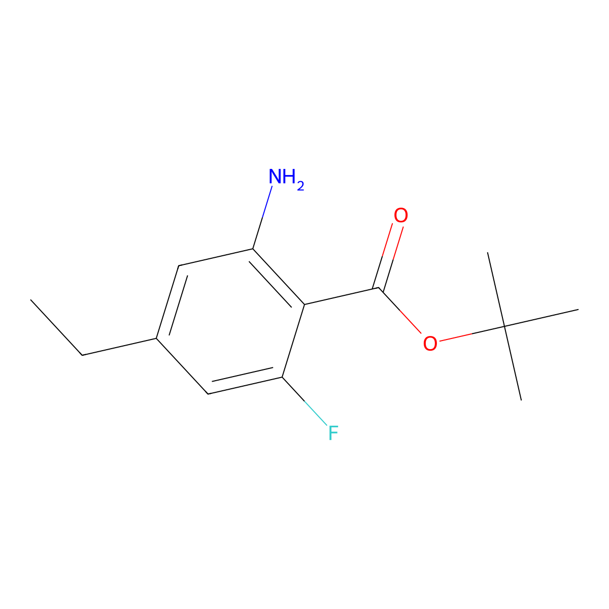 Tert-butyl 2-amino-4-ethyl-6-fluorobenzoate molecular structure, CAS 2639446-12-9