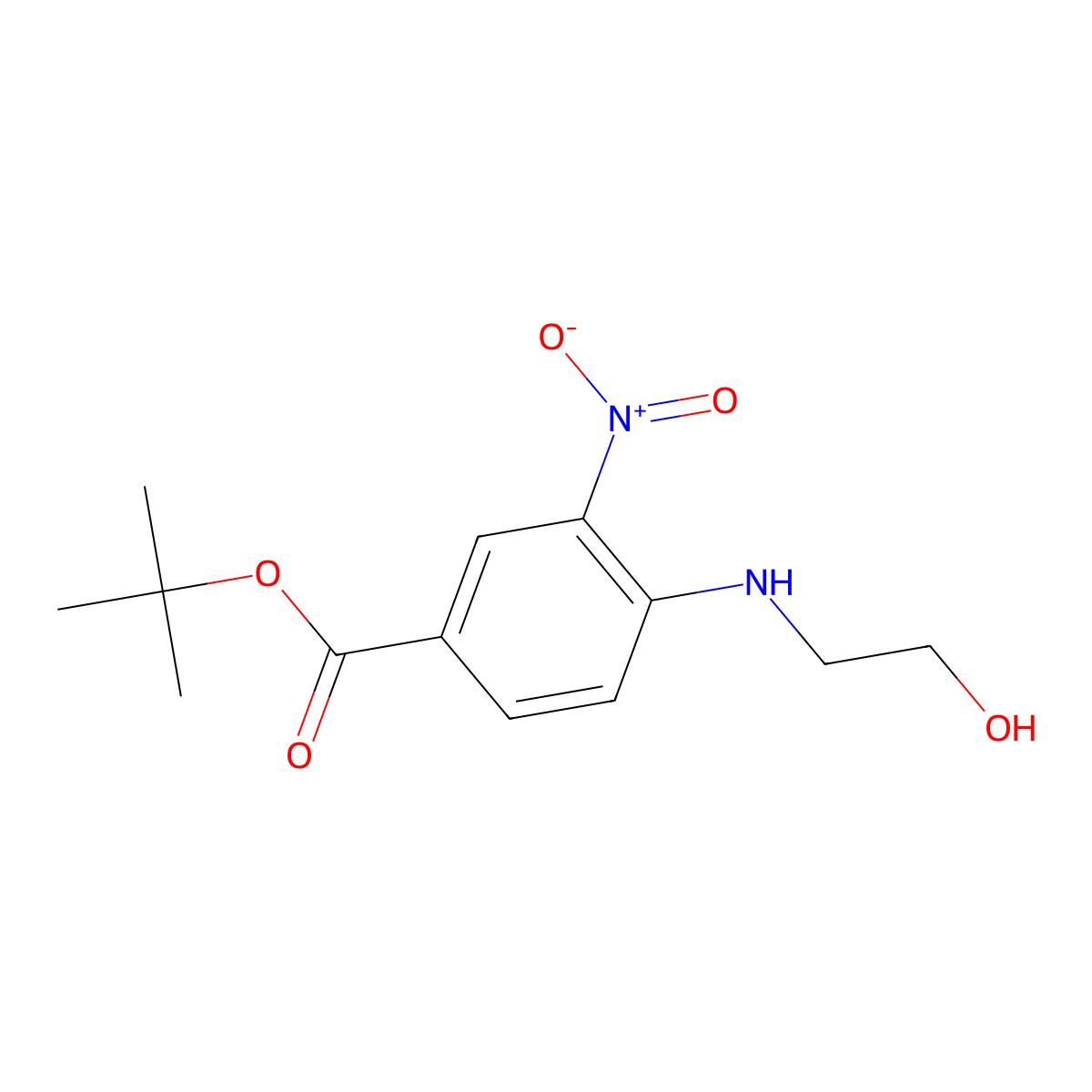 Tert-butyl 4-[(2-hydroxyethyl)amino]-3-nitrobenzoate molecular structure, CAS 2639446-17-4