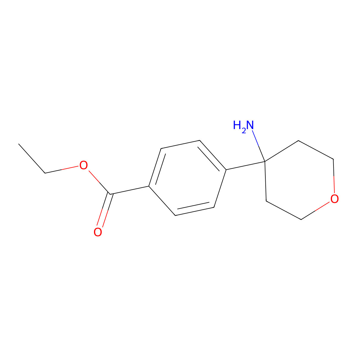 Ethyl 4-(4-aminooxan-4-yl)benzoate molecular structure, CAS 2639446-18-5