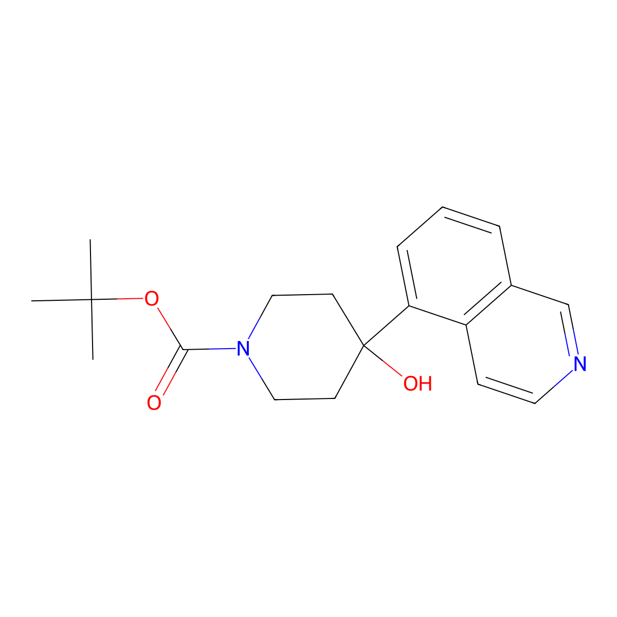 Tert-butyl 4-hydroxy-4-(isoquinolin-5-yl)piperidine-1-carboxylate molecular structure, CAS 2639446-19-6