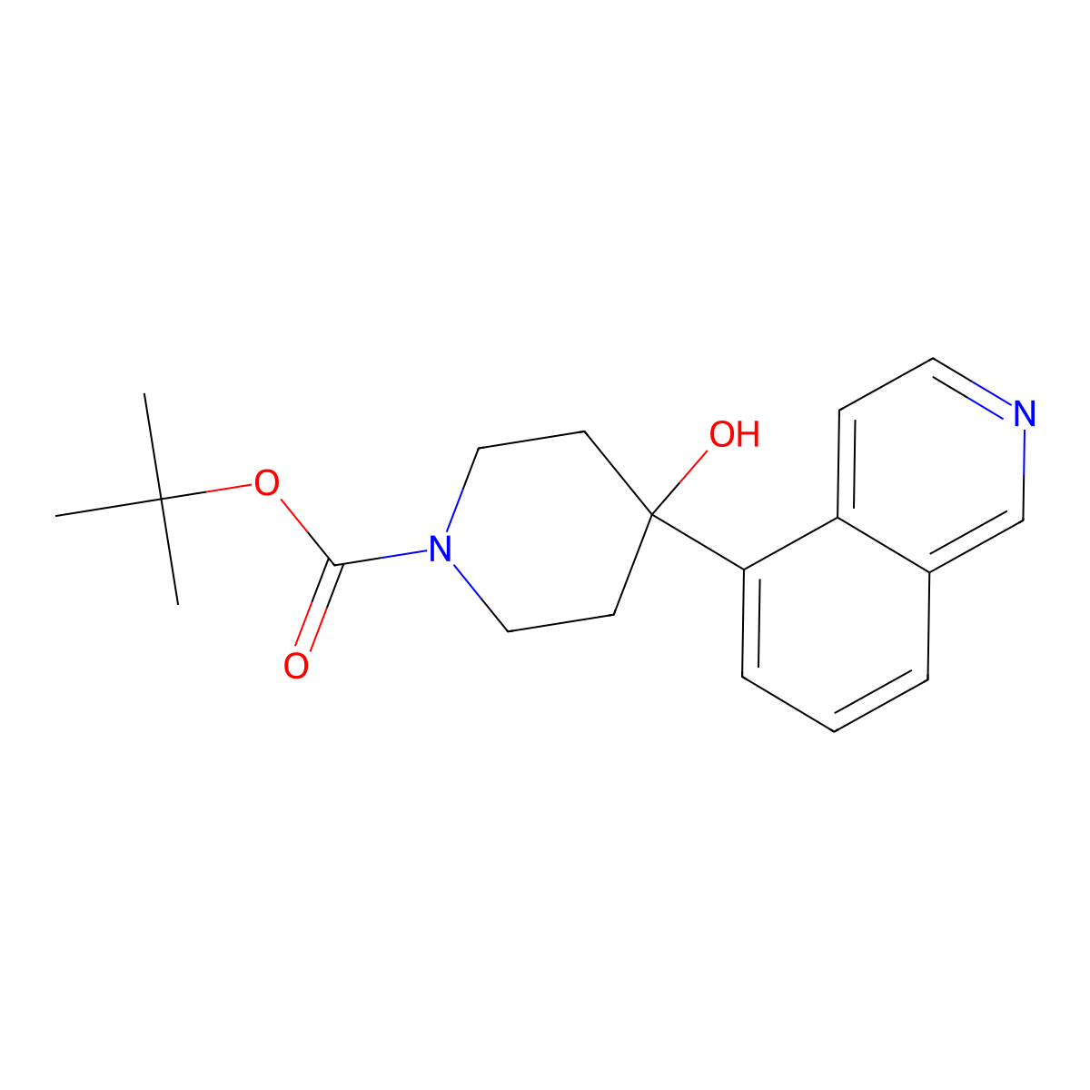 Tert-butyl 4-hydroxy-4-(isoquinolin-5-yl)piperidine-1-carboxylate molecular structure, CAS 2639446-19-6