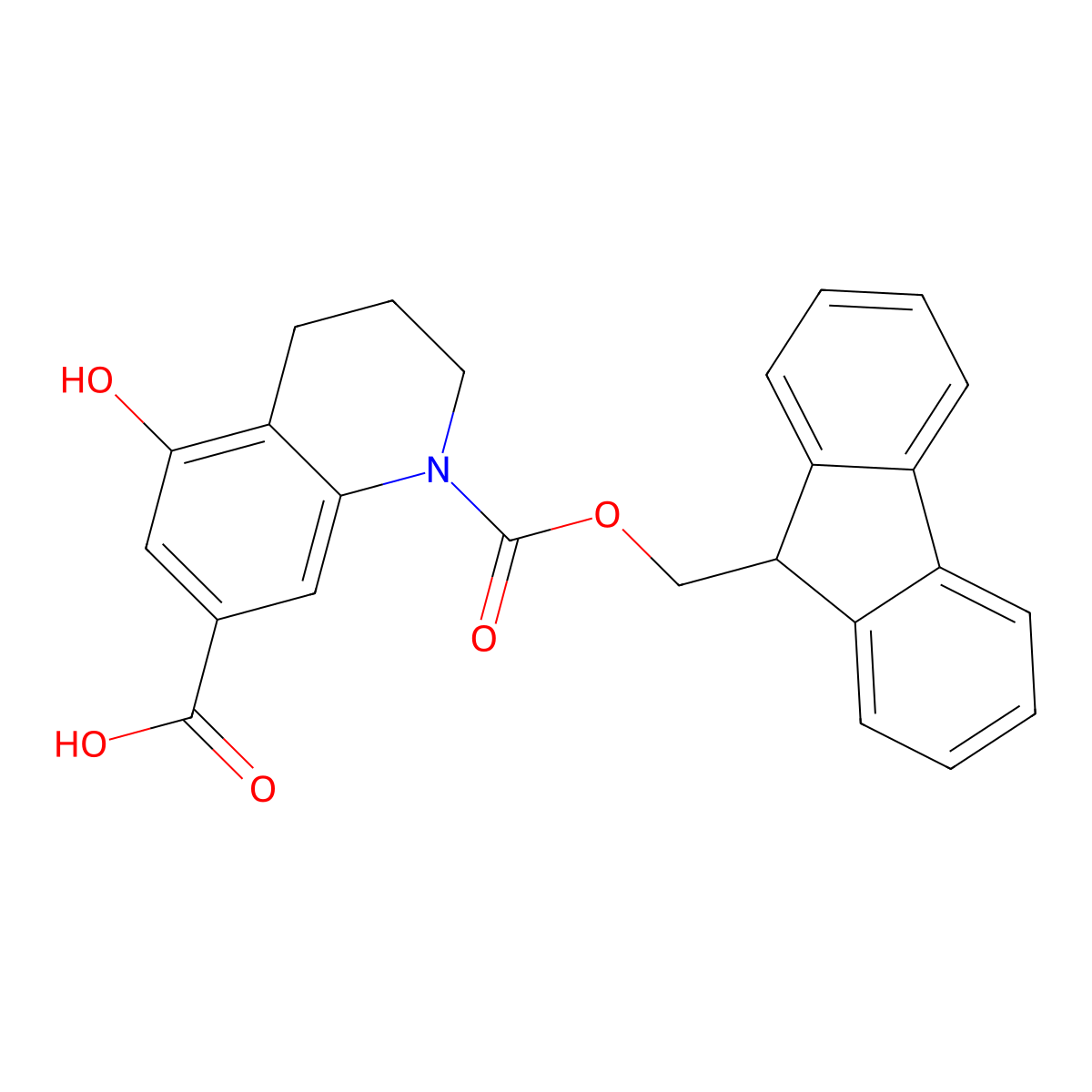 1-{[(9H-fluoren-9-yl)methoxy]carbonyl}-5-hydroxy-1,2,3,4-tetrahydroquinoline-7-carboxylic acid molecular structure, CAS 2639446-32-3