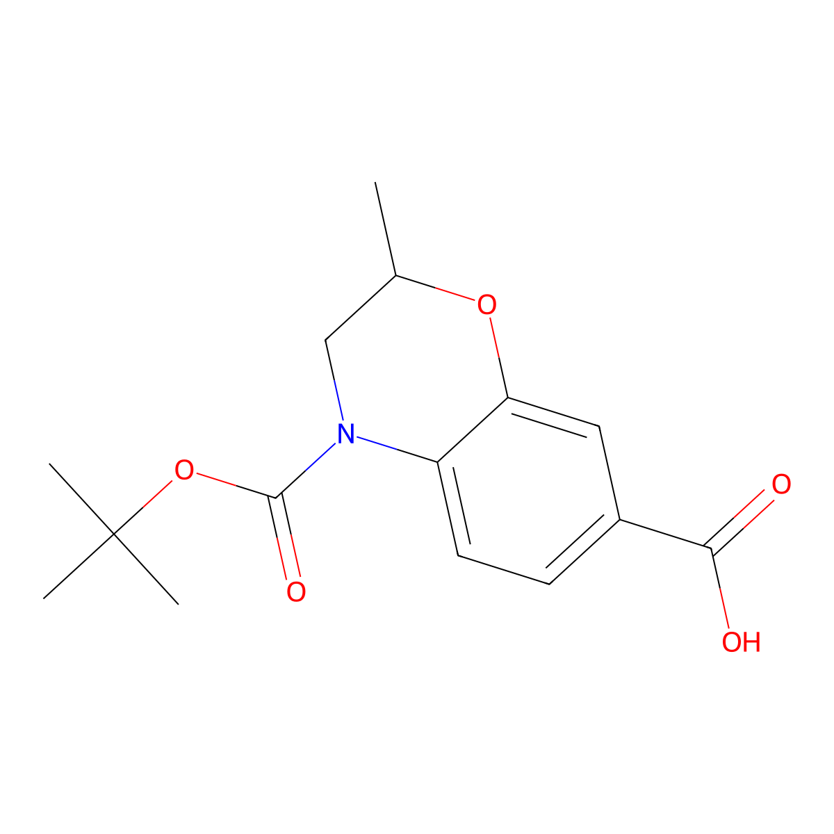 4-[(tert-butoxy)carbonyl]-2-methyl-3,4-dihydro-2H-1,4-benzoxazine-7-carboxylic acid molecular structure, CAS 2639446-52-7