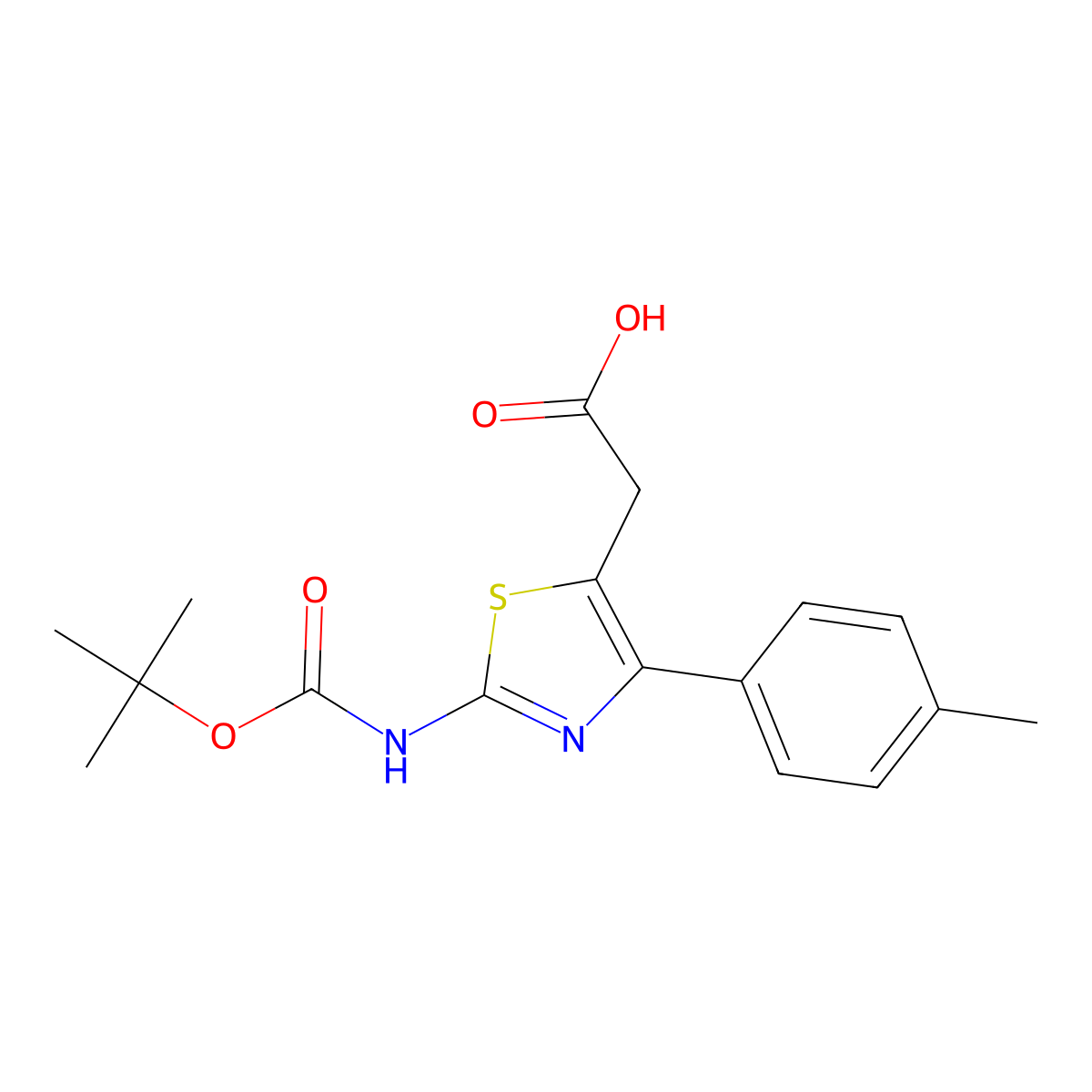2-(2-{[(Tert-butoxy)carbonyl]amino}-4-(4-methylphenyl)-1,3-thiazol-5-yl)acetic acid molecular structure, CAS 2639446-53-8
