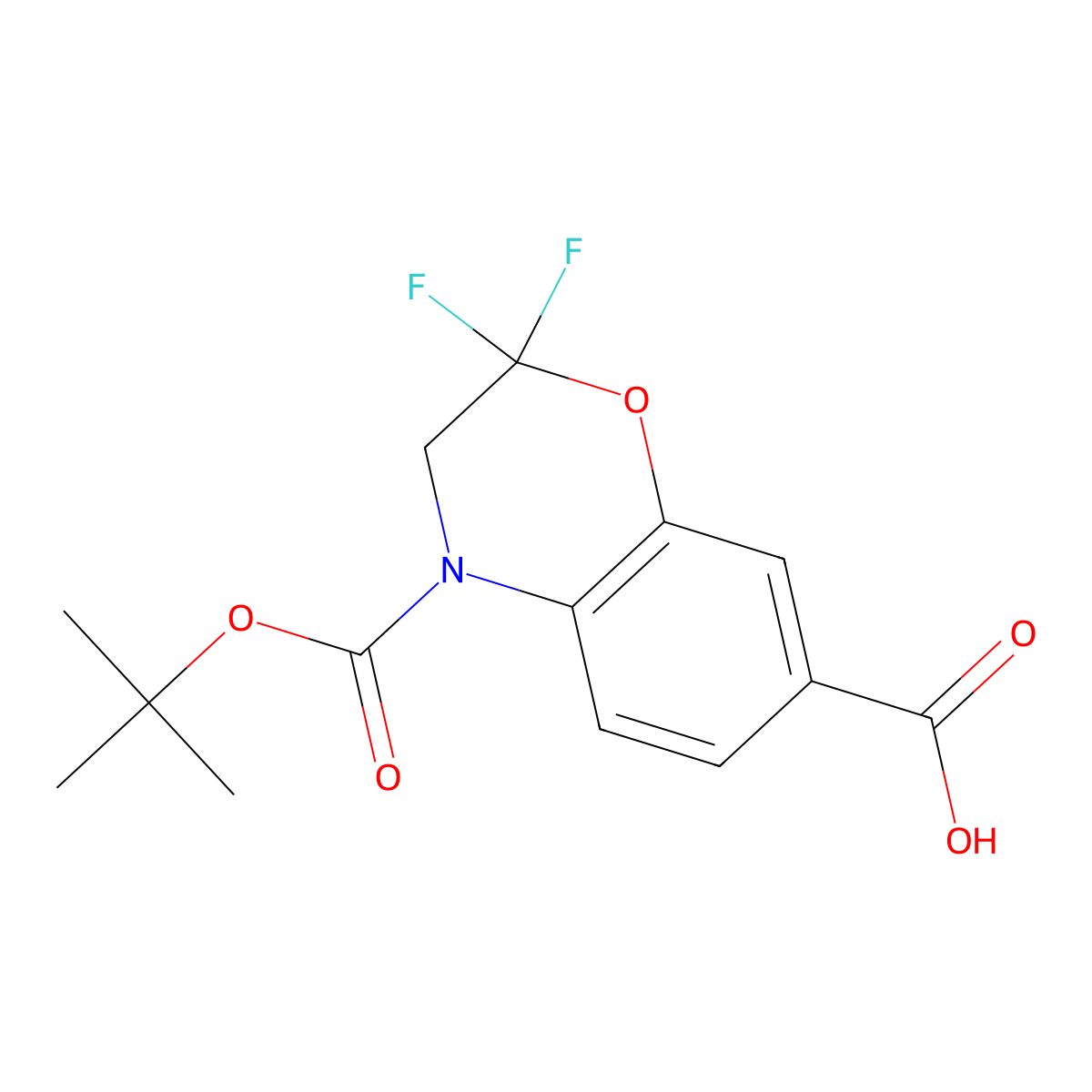 4-[(tert-butoxy)carbonyl]-2,2-difluoro-3,4-dihydro-2H-1,4-benzoxazine-7-carboxylic acid molecular structure, CAS 2639446-54-9