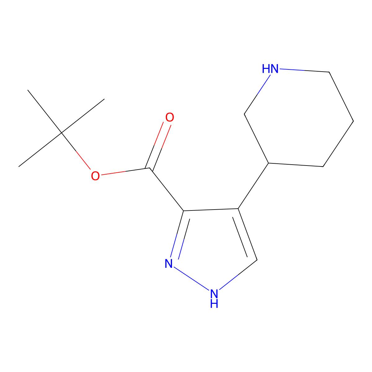 tert-butyl 4-(piperidin-3-yl)-1H-pyrazole-3-carboxylate molecular structure, CAS 2639446-64-1