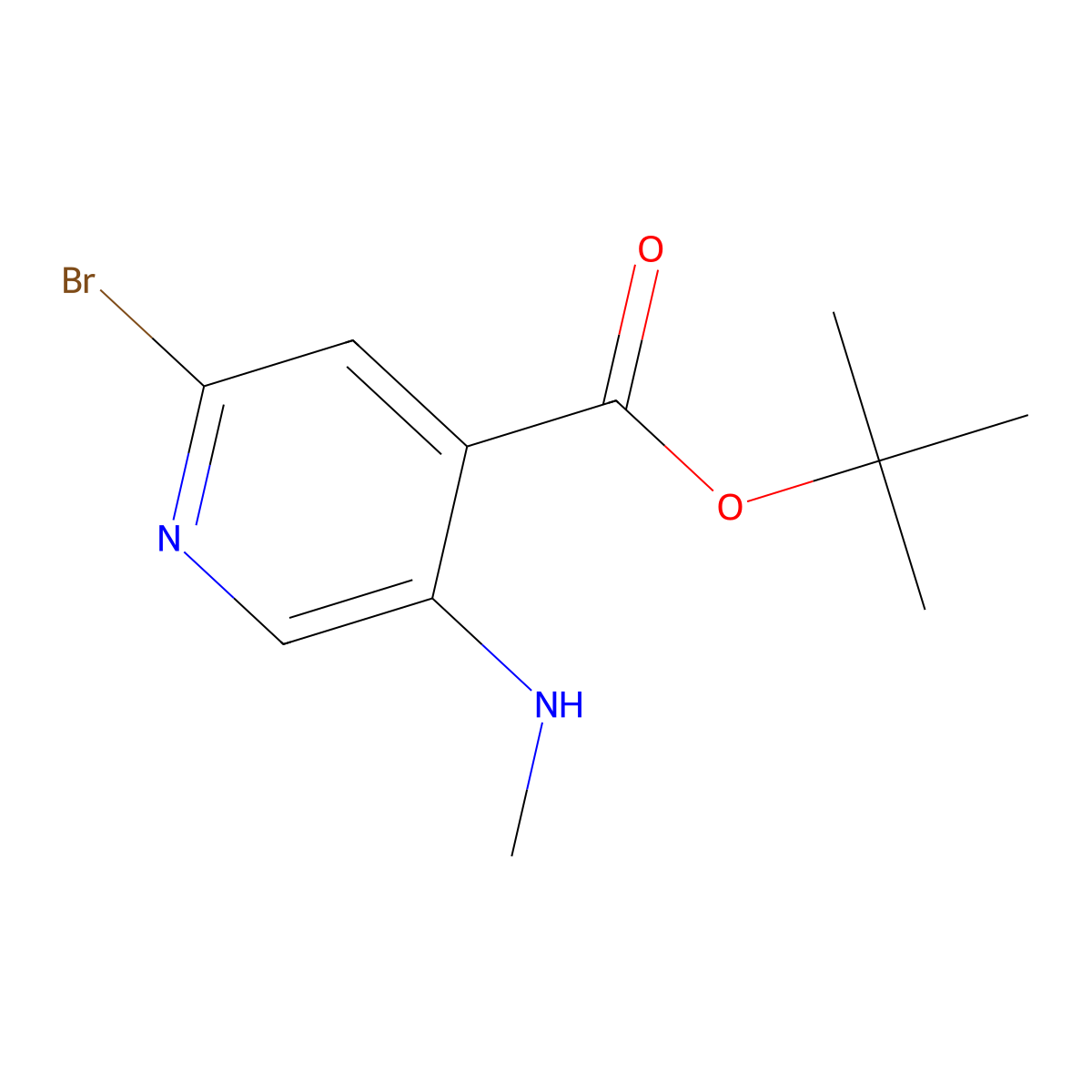 Tert-butyl 2-bromo-5-(methylamino)pyridine-4-carboxylate molecular structure, CAS 2639446-69-6
