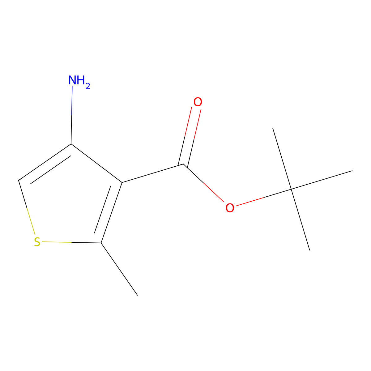 Tert-butyl 4-amino-2-methylthiophene-3-carboxylate molecular structure, CAS 2639446-73-2