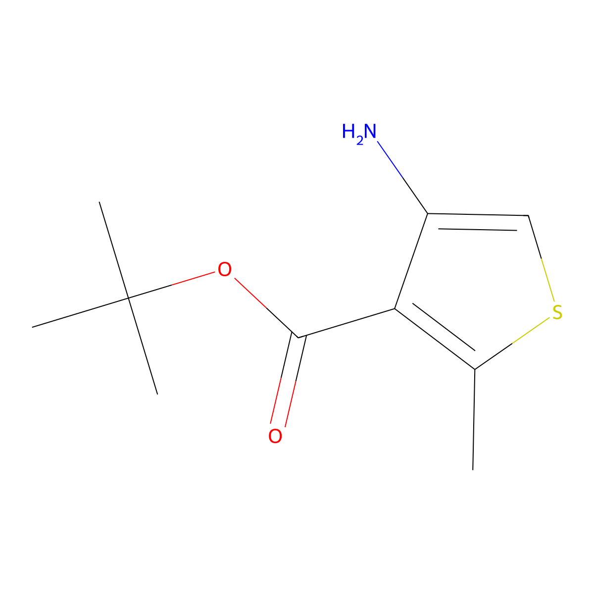 Tert-butyl 4-amino-2-methylthiophene-3-carboxylate molecular structure, CAS 2639446-73-2
