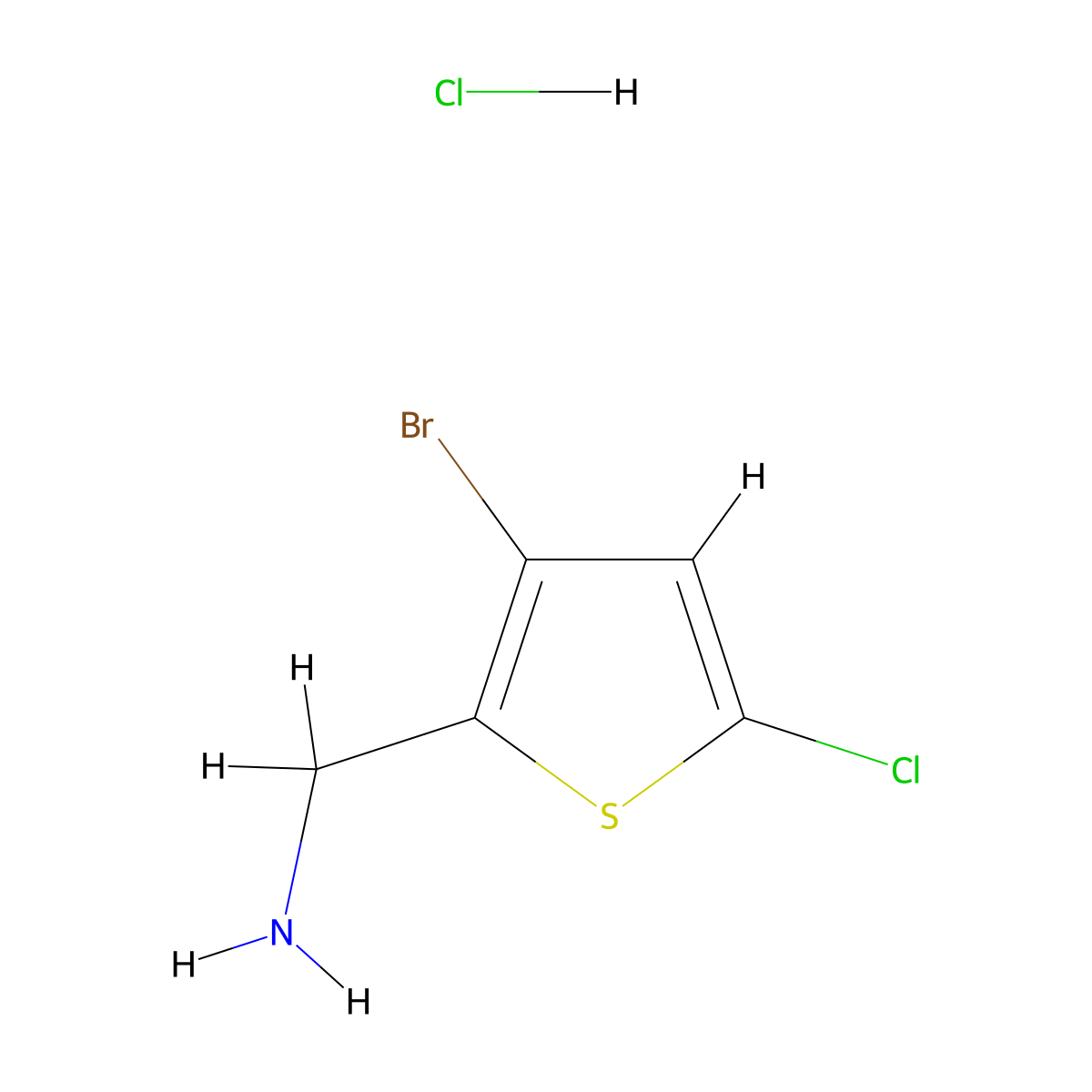 1-(3-Bromo-5-chlorothiophen-2-yl)methanamine hydrochloride molecular structure, CAS 2639446-83-4