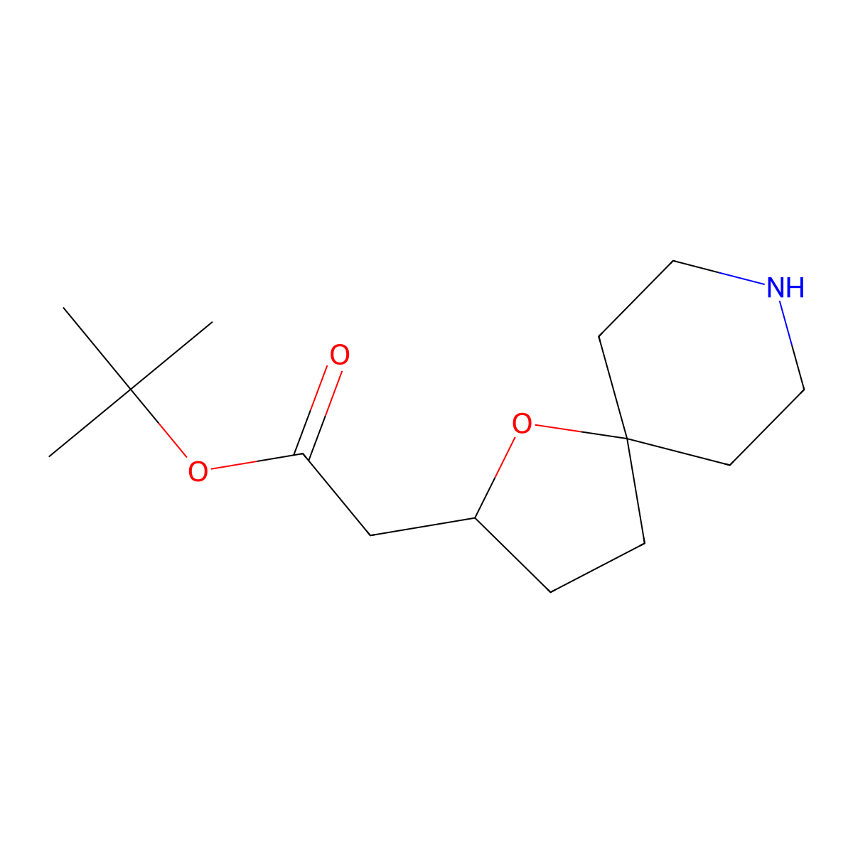 Tert-butyl 2-{1-oxa-8-azaspiro[4.5]decan-2-yl}acetate molecular structure, CAS 2639446-86-7