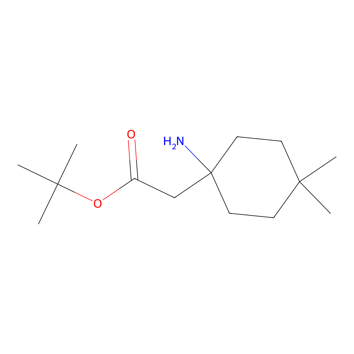 Tert-butyl 2-(1-amino-4,4-dimethylcyclohexyl)acetate molecular structure, CAS 2639446-88-9