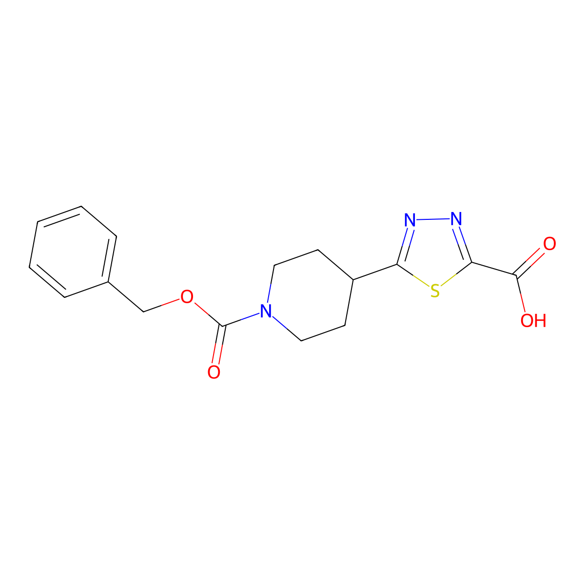 5-{1-[(Benzyloxy)carbonyl]piperidin-4-yl}-1,3,4-thiadiazole-2-carboxylic acid molecular structure, CAS 2639446-89-0