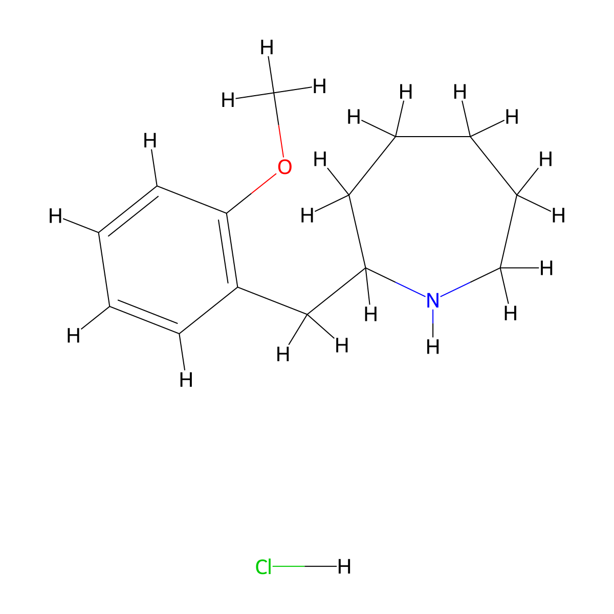 2-[(2-Methoxyphenyl)methyl]azepanehydrochloride molecular structure, CAS 2639446-95-8
