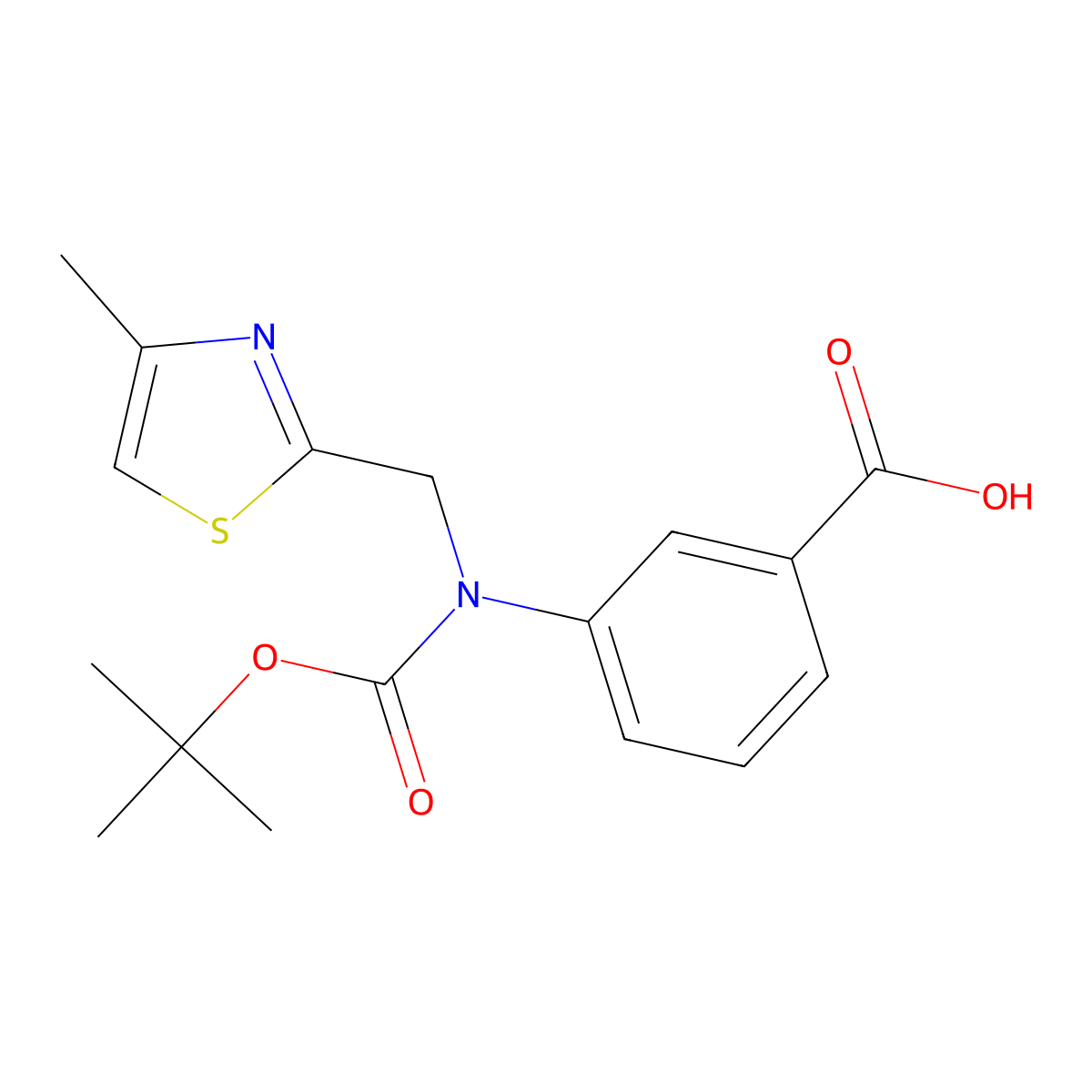3-{[(Tert-butoxy)carbonyl][(4-methyl-1,3-thiazol-2-yl)methyl]amino}benzoic acid molecular structure, CAS 2639447-03-1