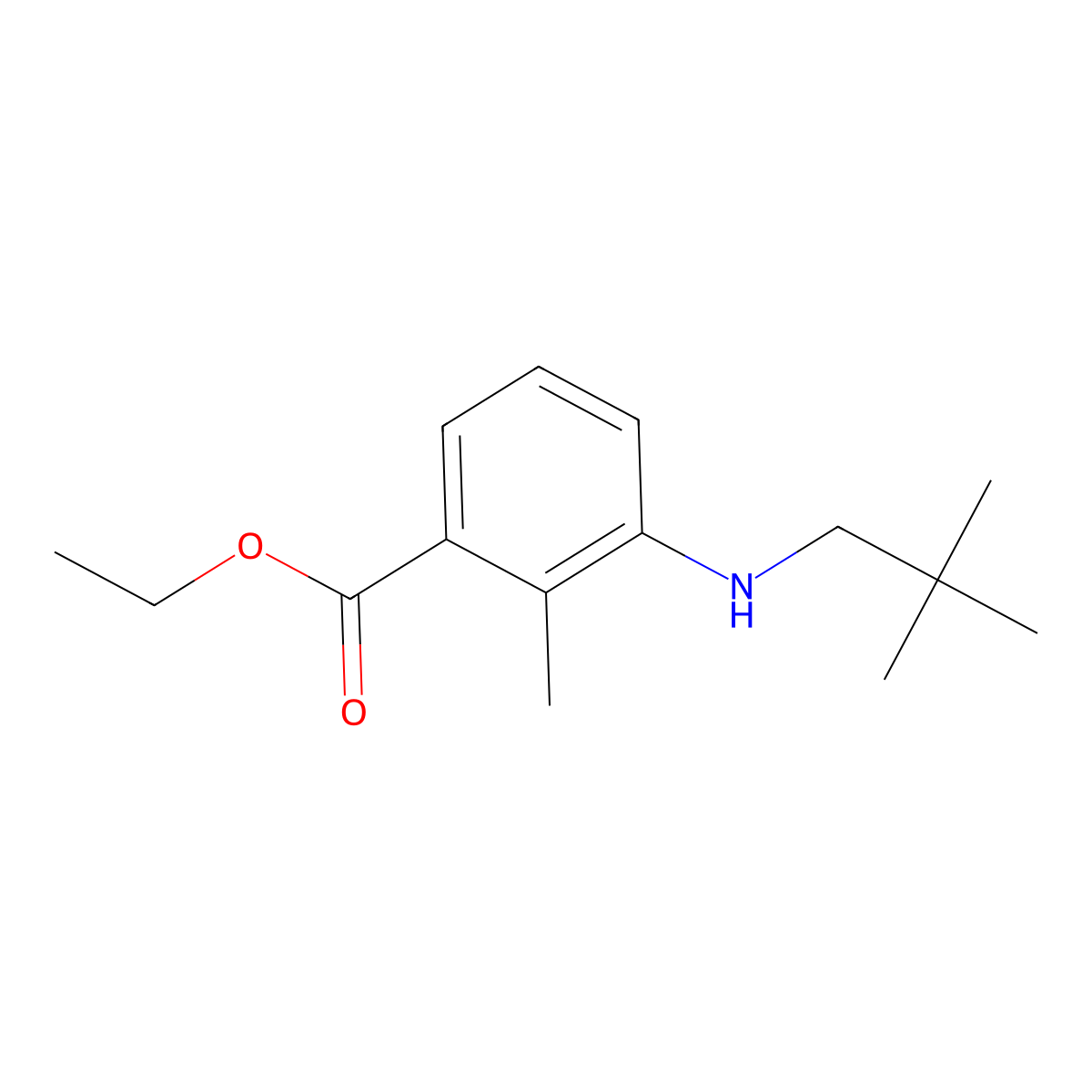 Ethyl 3-[(2,2-dimethylpropyl)amino]-2-methylbenzoate molecular structure, CAS 2639447-04-2