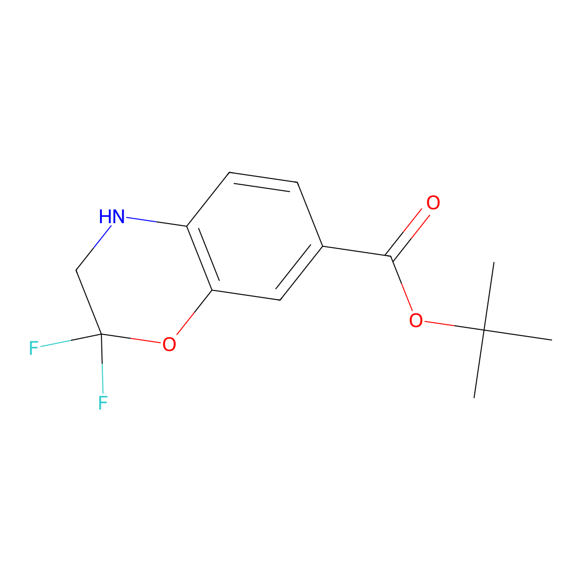 tert-butyl 2,2-difluoro-3,4-dihydro-2H-1,4-benzoxazine-7-carboxylate molecular structure, CAS 2639447-12-2