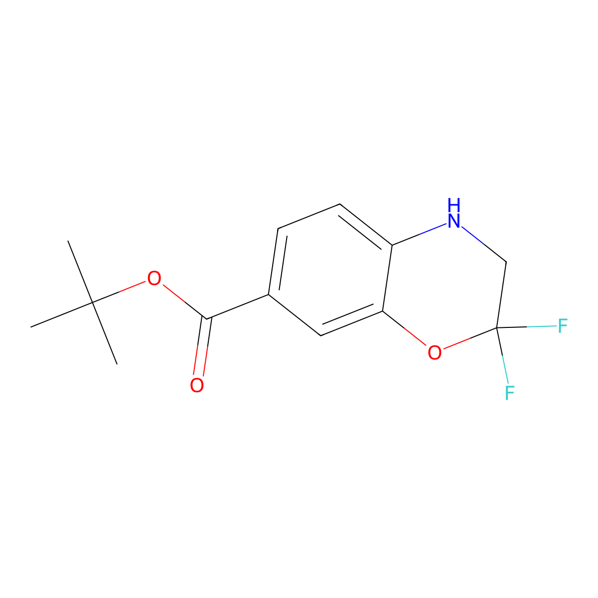 tert-butyl 2,2-difluoro-3,4-dihydro-2H-1,4-benzoxazine-7-carboxylate molecular structure, CAS 2639447-12-2