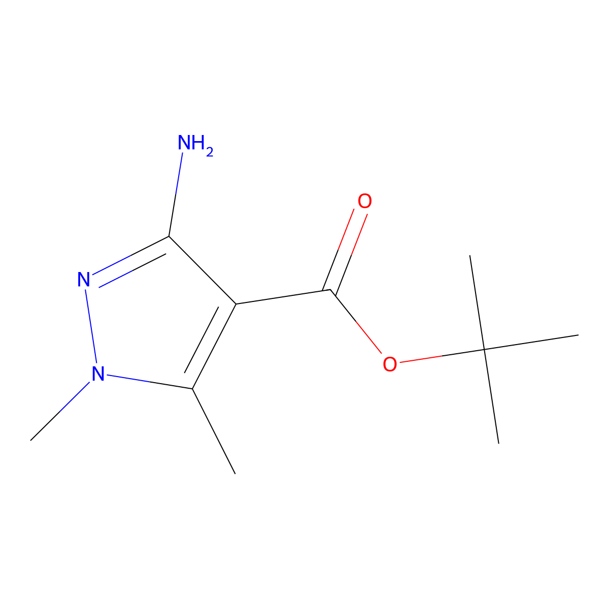 tert-butyl 3-amino-1,5-dimethyl-1H-pyrazole-4-carboxylate molecular structure, CAS 2639447-15-5