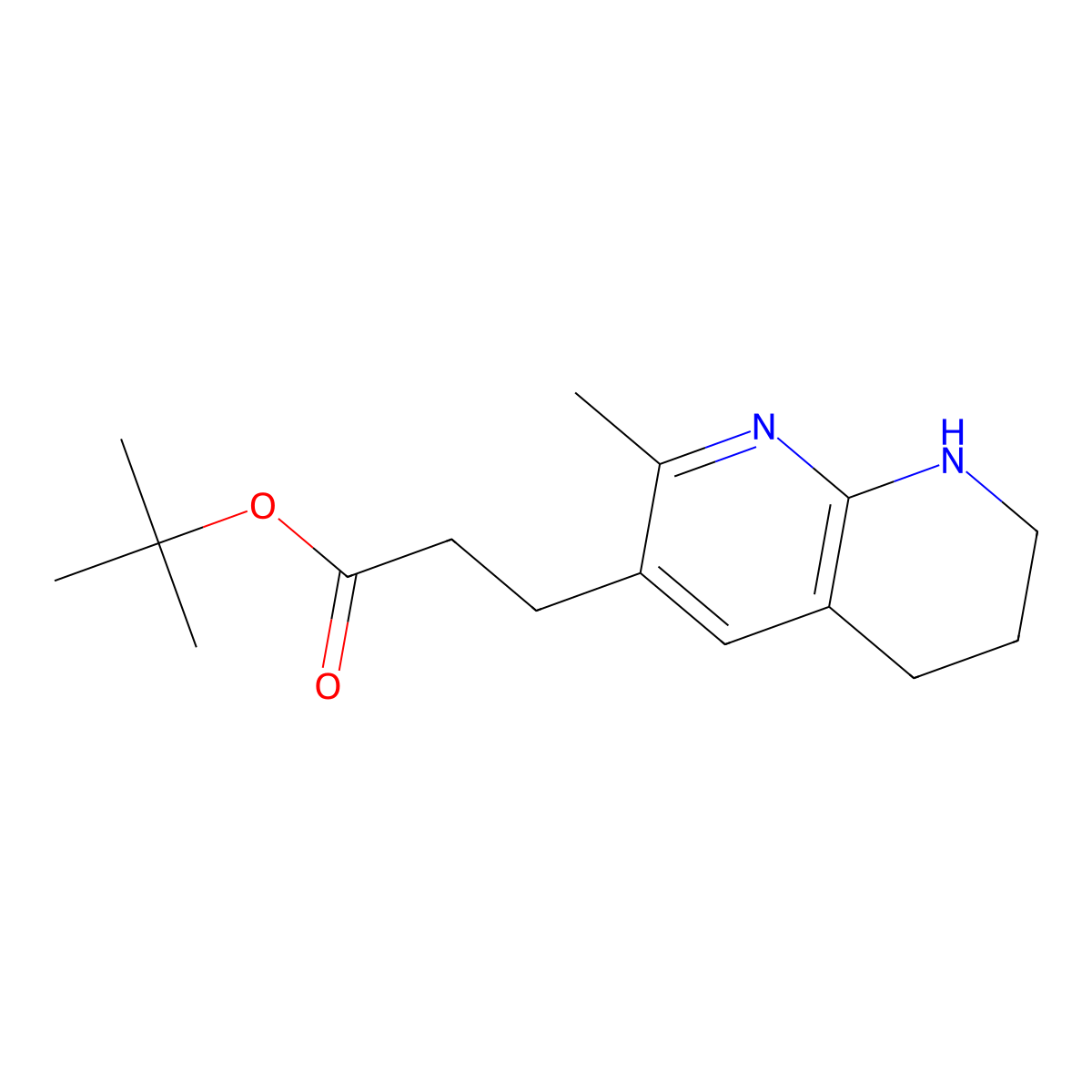 Tert-butyl 3-(2-methyl-5,6,7,8-tetrahydro-1,8-naphthyridin-3-yl)propanoate molecular structure, CAS 2639447-19-9