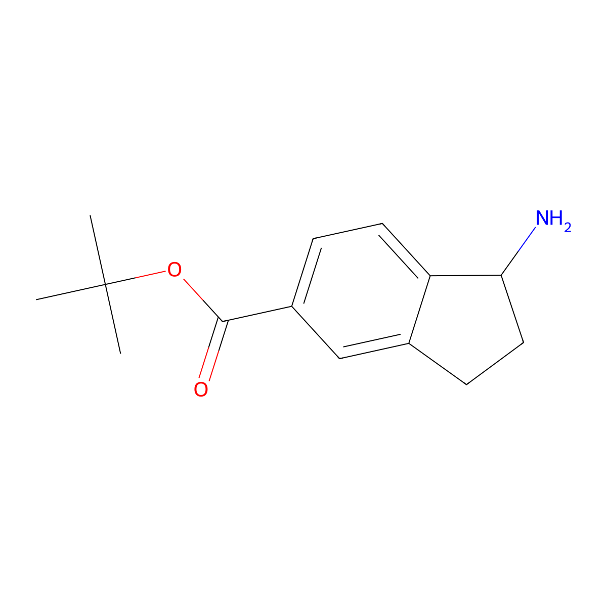 tert-butyl 1-amino-2,3-dihydro-1H-indene-5-carboxylate molecular structure, CAS 2639447-32-6