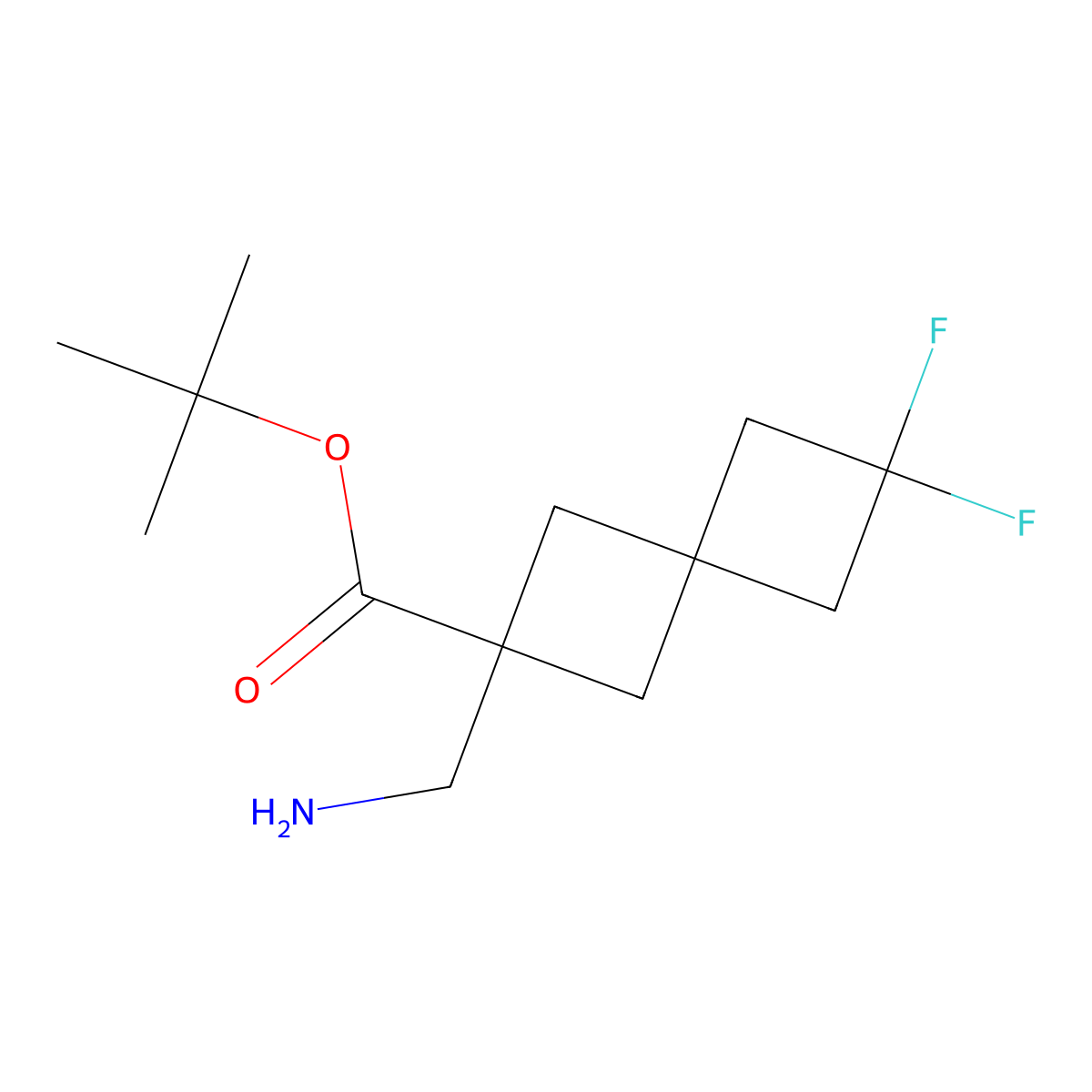 Tert-butyl 2-(aminomethyl)-6,6-difluorospiro[3.3]heptane-2-carboxylate molecular structure, CAS 2639447-38-2