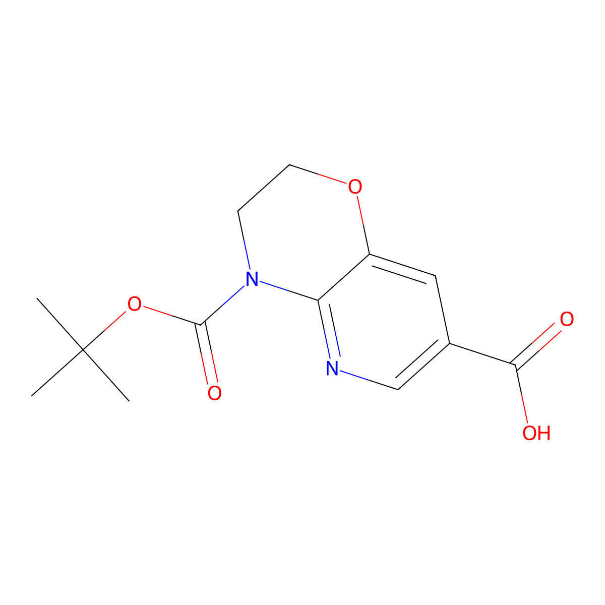 4-[(tert-butoxy)carbonyl]-2H,3H,4H-pyrido[3,2-b][1,4]oxazine-7-carboxylic acid molecular structure, CAS 2639447-49-5
