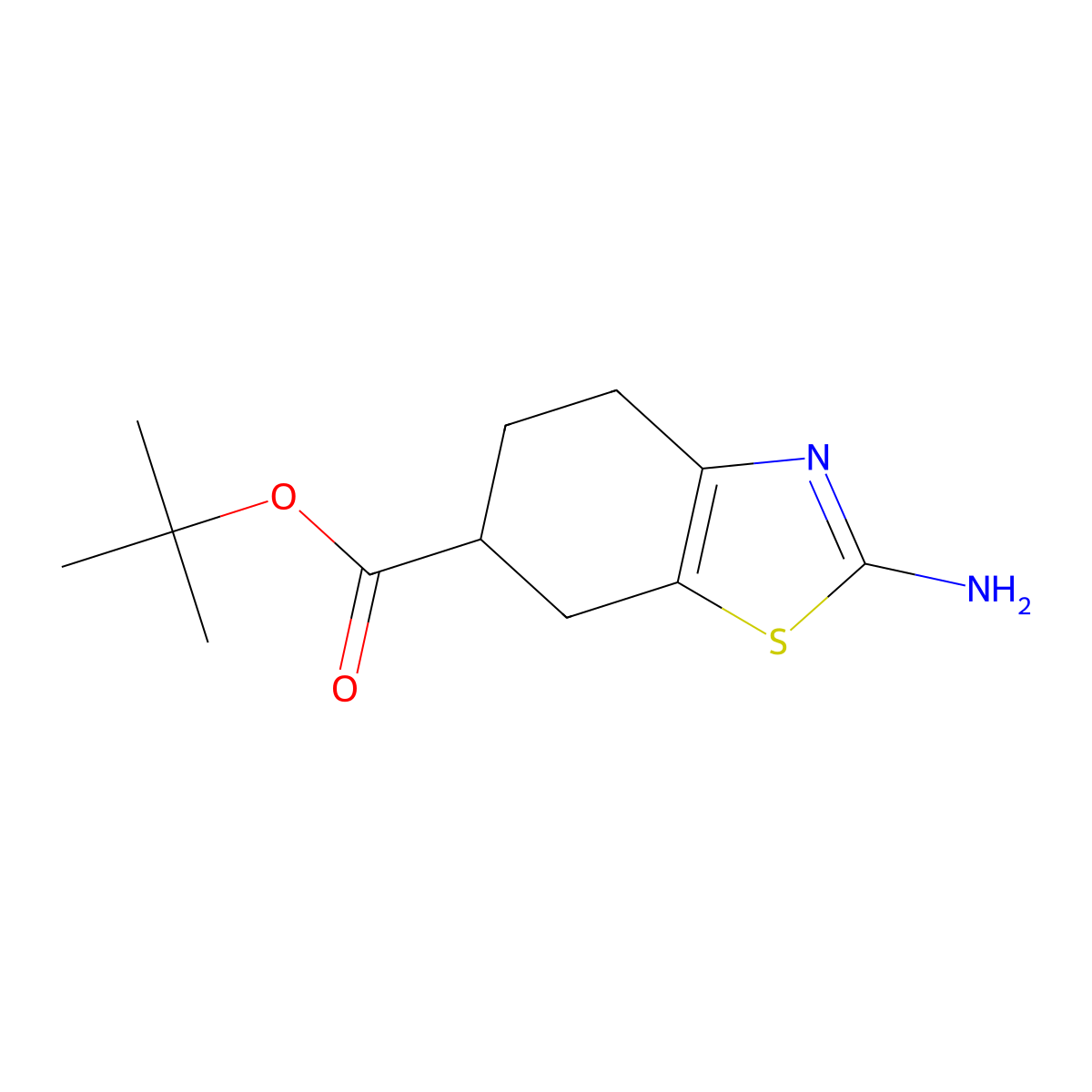 Tert-butyl 2-amino-4,5,6,7-tetrahydro-1,3-benzothiazole-6-carboxylate molecular structure, CAS 2639447-52-0