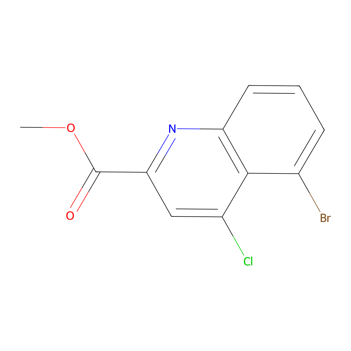 Methyl 5-bromo-4-chloroquinoline-2-carboxylate molecular structure, CAS 2639447-53-1