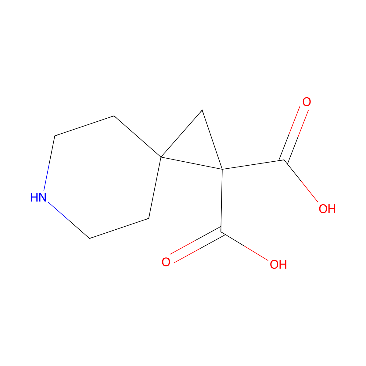 6-Azaspiro[2.5]octane-1,1-dicarboxylic acid molecular structure, CAS 2639447-66-6