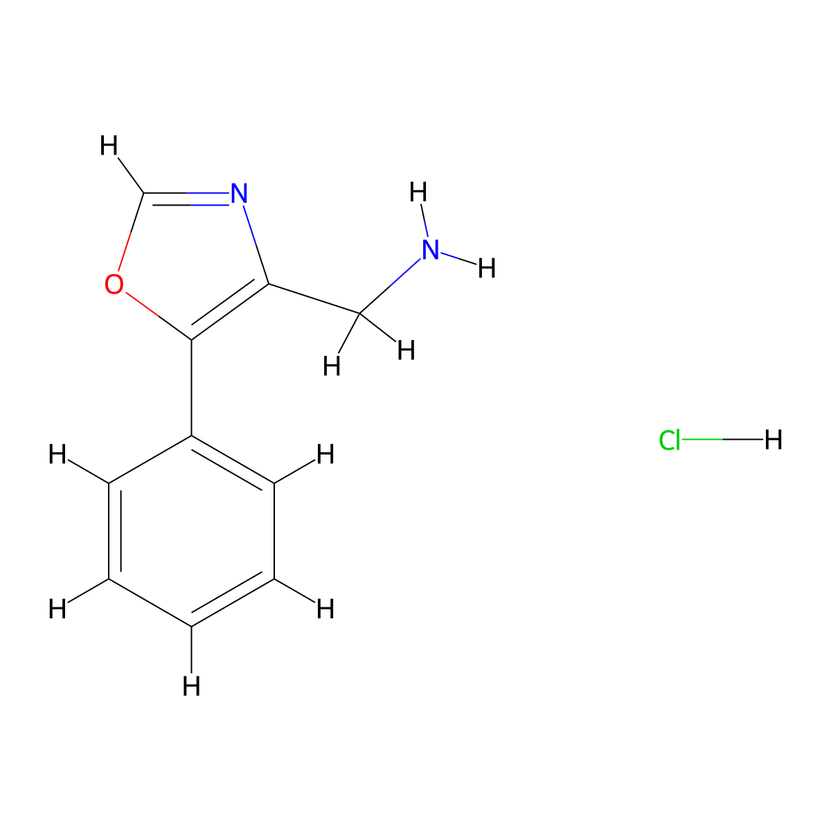 (5-Phenyl-1,3-oxazol-4-yl)methanamine hydrochloride molecular structure, CAS 2639447-75-7