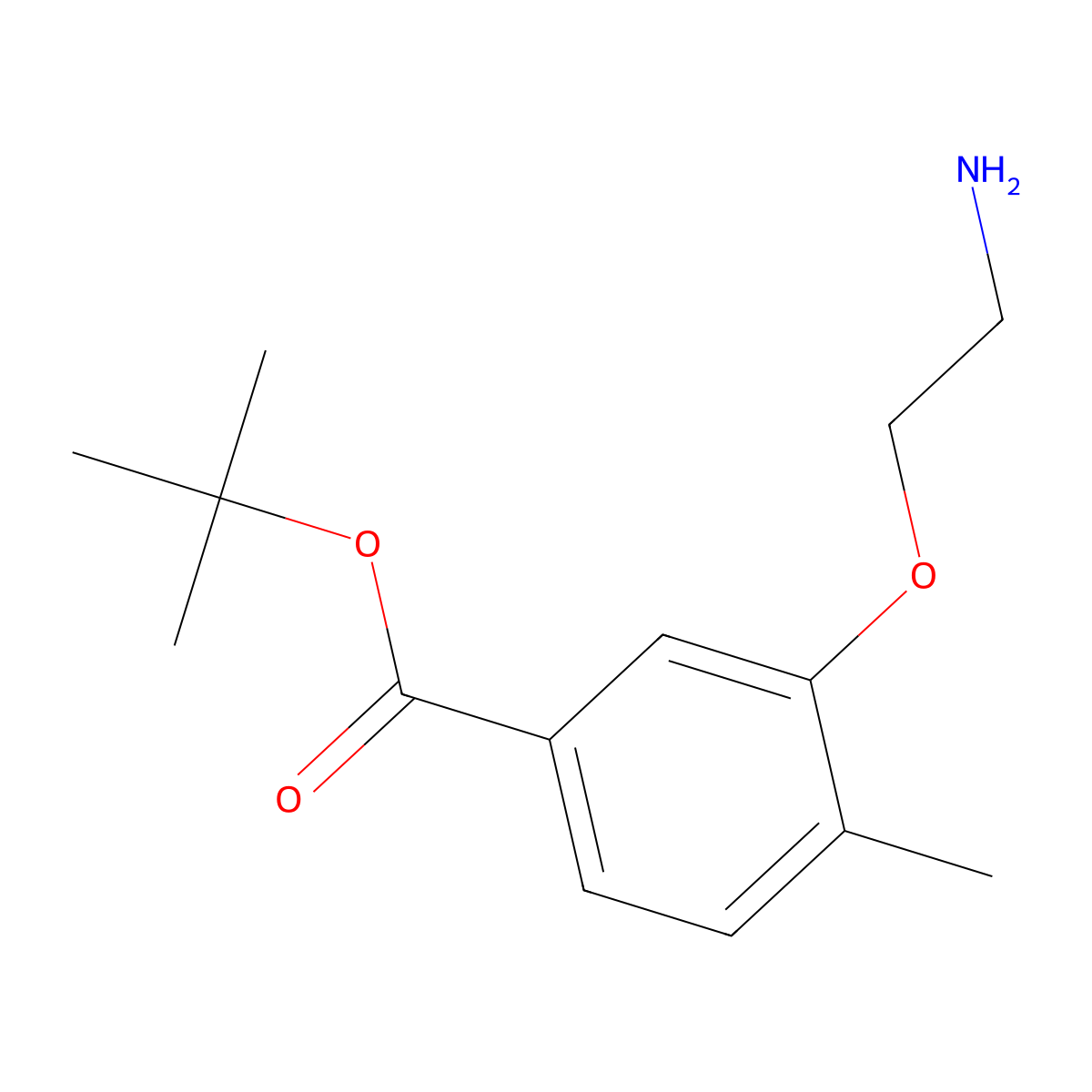 Tert-butyl 3-(2-aminoethoxy)-4-methylbenzoate molecular structure, CAS 2639447-78-0