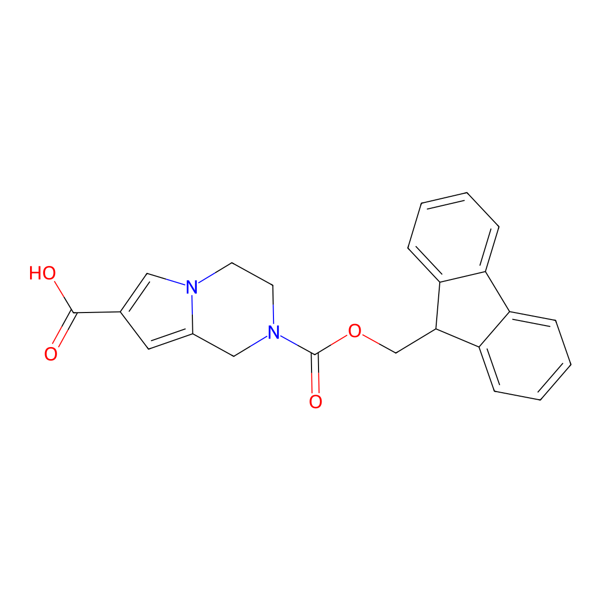 2-{[(9H-fluoren-9-yl)methoxy]carbonyl}-1H,2H,3H,4H-pyrrolo[1,2-a]pyrazine-7-carboxylic acid molecular structure, CAS 2639447-88-2
