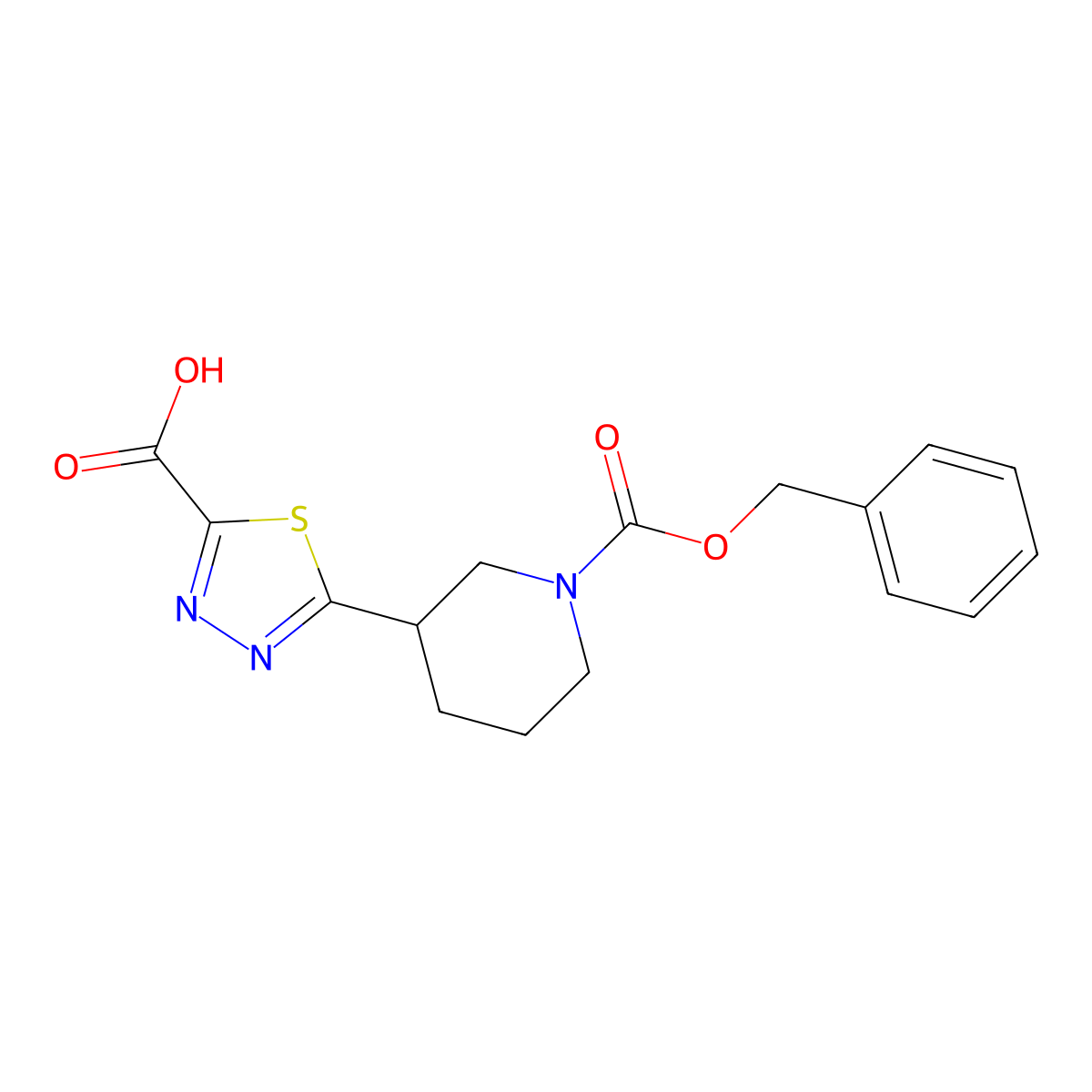 5-{1-[(Benzyloxy)carbonyl]piperidin-3-yl}-1,3,4-thiadiazole-2-carboxylic acid molecular structure, CAS 2639447-99-5