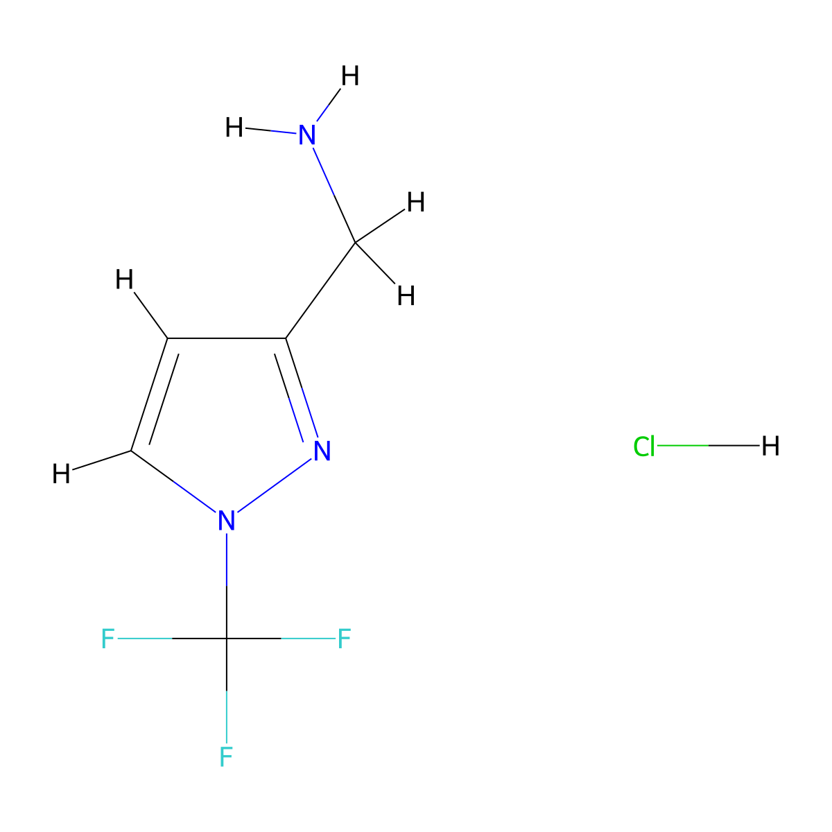 1-[1-(trifluoromethyl)-1H-pyrazol-3-yl]methanamine hydrochloride molecular structure, CAS 2639448-02-3