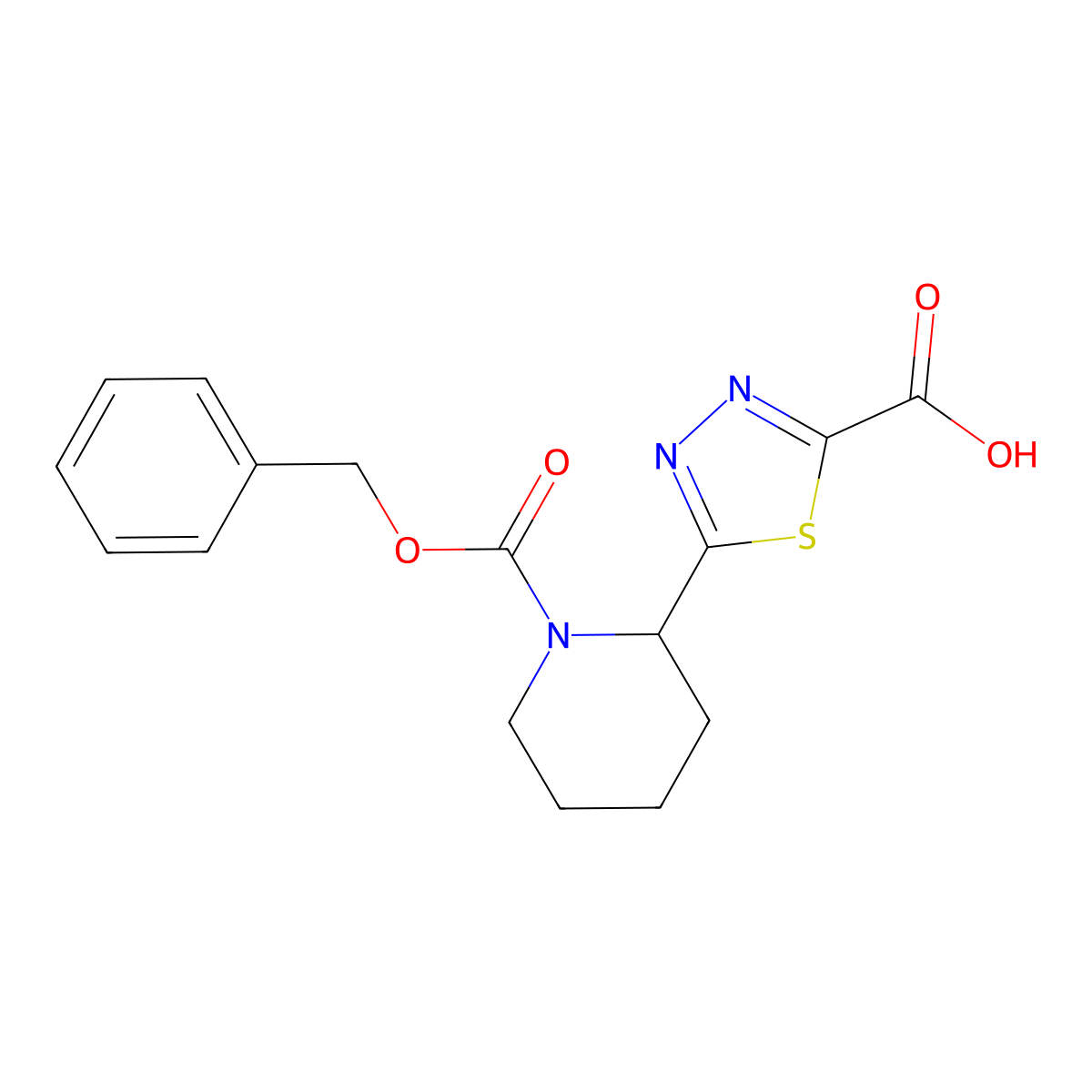 5-{1-[(Benzyloxy)carbonyl]piperidin-2-yl}-1,3,4-thiadiazole-2-carboxylic acid molecular structure, CAS 2639448-05-6