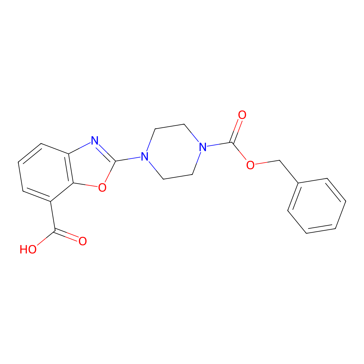 2-{4-[(Benzyloxy)carbonyl]piperazin-1-yl}-1,3-benzoxazole-7-carboxylic acid molecular structure, CAS 2639448-10-3
