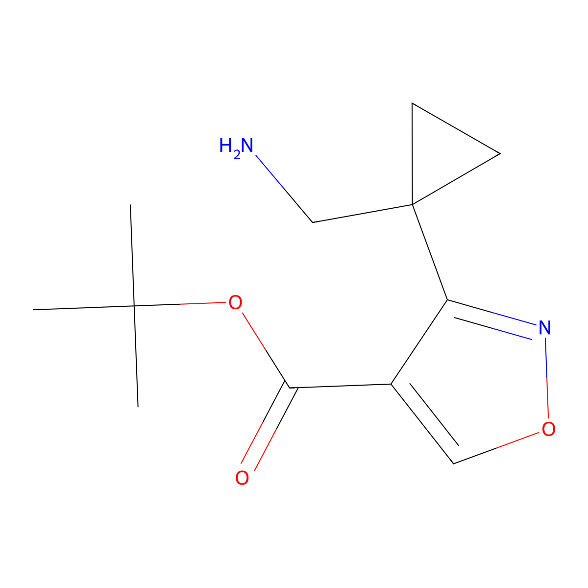 Tert-butyl 3-[1-(aminomethyl)cyclopropyl]-1,2-oxazole-4-carboxylate molecular structure, CAS 2639448-11-4