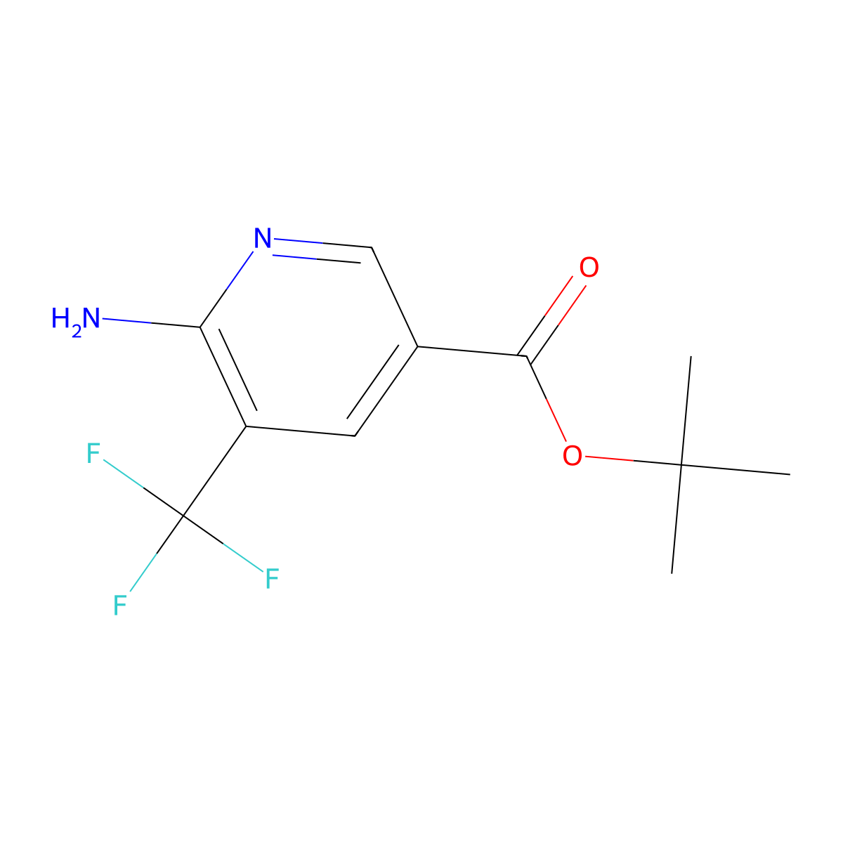 Tert-butyl 6-amino-5-(trifluoromethyl)pyridine-3-carboxylate molecular structure, CAS 2639448-15-8