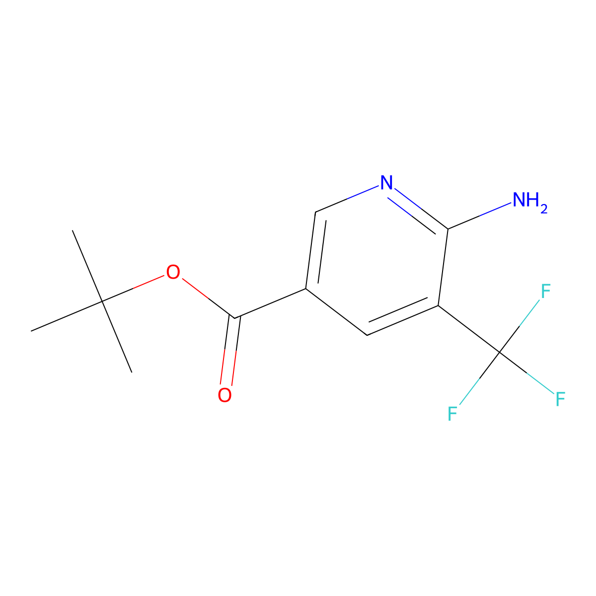 Tert-butyl 6-amino-5-(trifluoromethyl)pyridine-3-carboxylate molecular structure, CAS 2639448-15-8