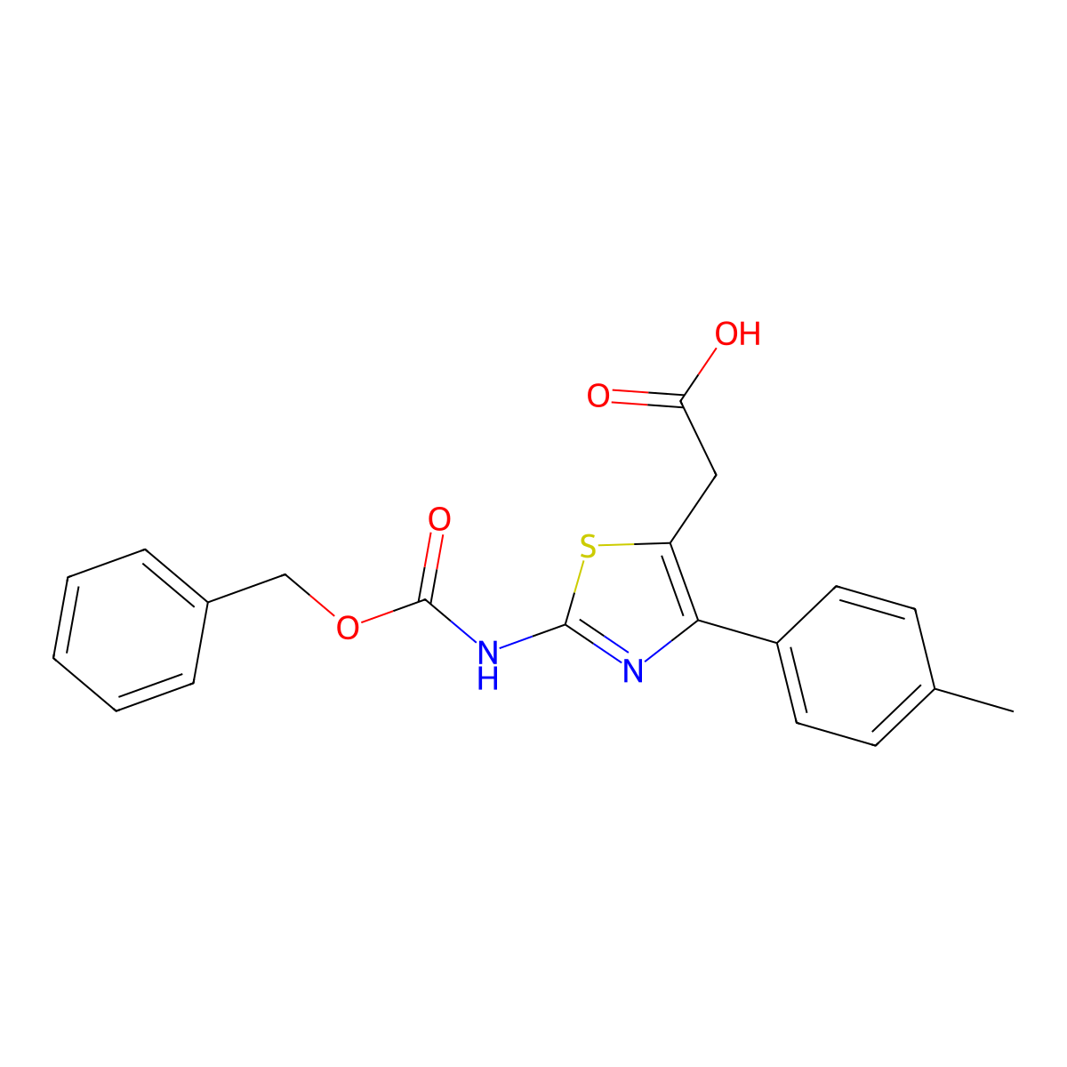 2-(2-{[(Benzyloxy)carbonyl]amino}-4-(4-methylphenyl)-1,3-thiazol-5-yl)acetic acid molecular structure, CAS 2639448-18-1