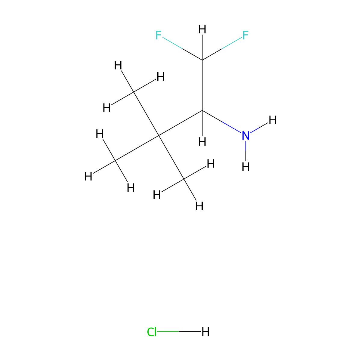 1,1-Difluoro-3,3-dimethylbutan-2-amine hydrochloride molecular structure, CAS 2639448-21-6
