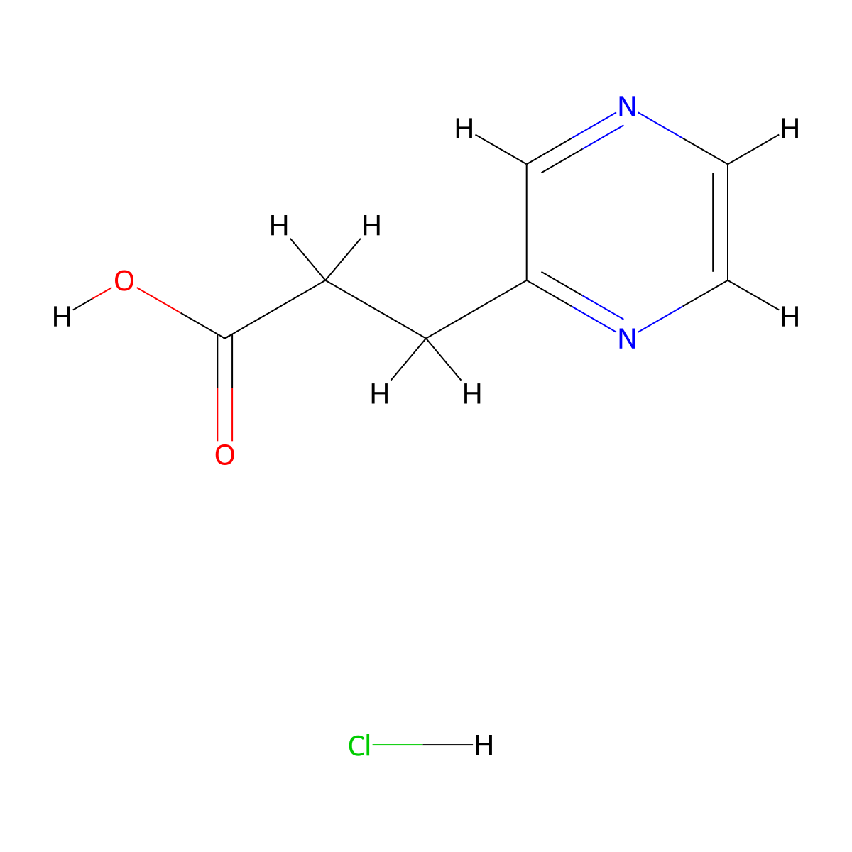 3-(Pyrazin-2-yl)propanoic acid hydrochloride molecular structure, CAS 2639448-23-8