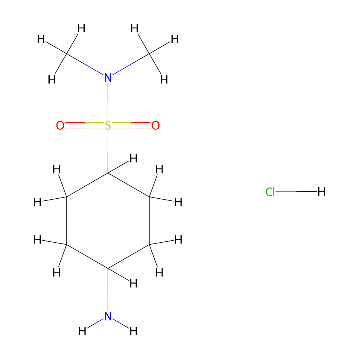 4-amino-N,N-dimethylcyclohexane-1-sulfonamide hydrochloride, Mixture of diastereomers molecular structure, CAS 2639448-24-9