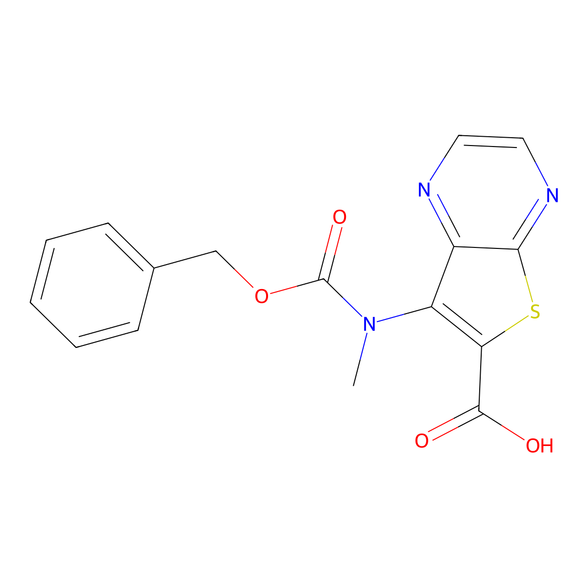 7-{[(Benzyloxy)carbonyl](methyl)amino}thieno[2,3-b]pyrazine-6-carboxylic acid molecular structure, CAS 2639448-42-1