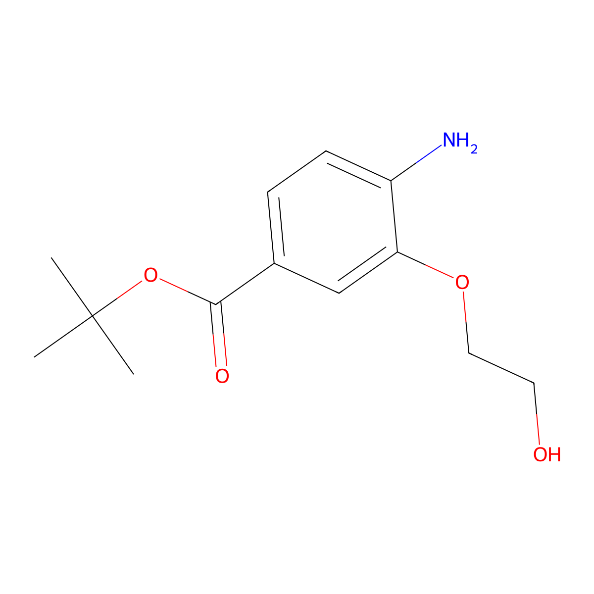 Tert-butyl 4-amino-3-(2-hydroxyethoxy)benzoate molecular structure, CAS 2639448-59-0