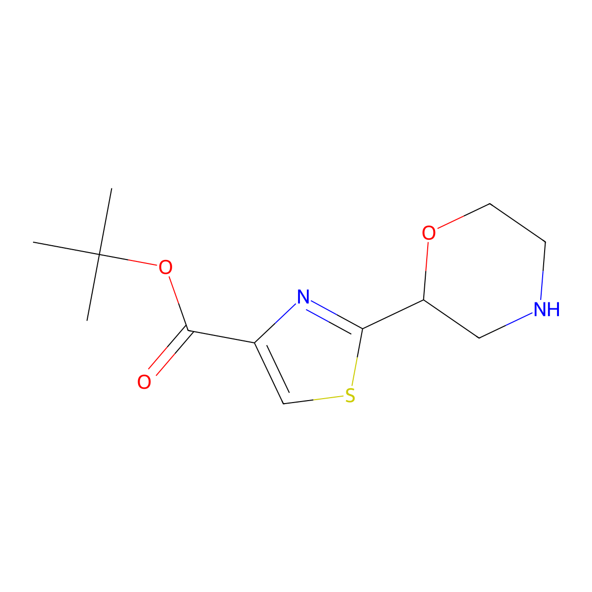 Tert-butyl 2-(morpholin-2-yl)-1,3-thiazole-4-carboxylate molecular structure, CAS 2639448-65-8