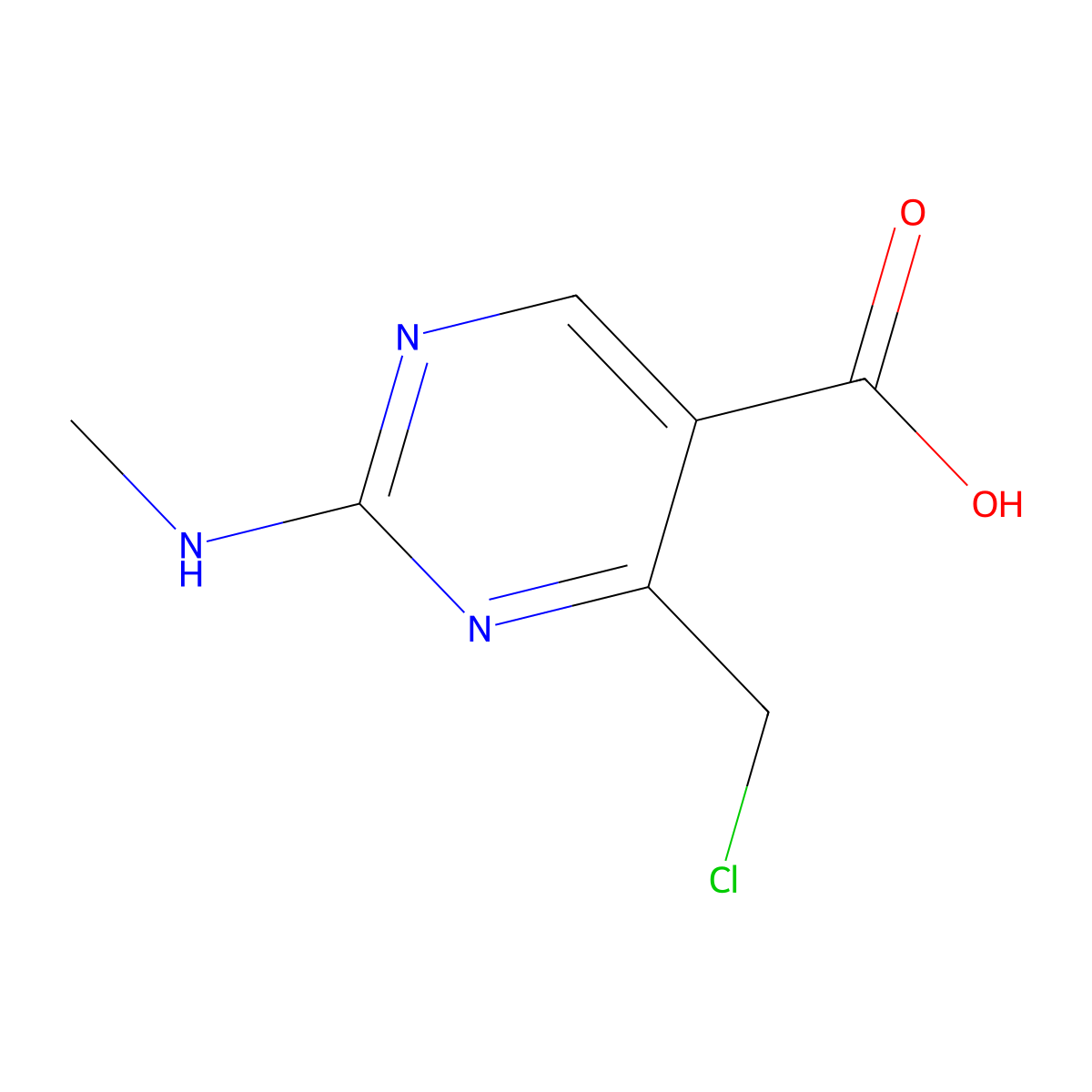 4-(Chloromethyl)-2-(methylamino)pyrimidine-5-carboxylic acid molecular structure, CAS 2639448-67-0