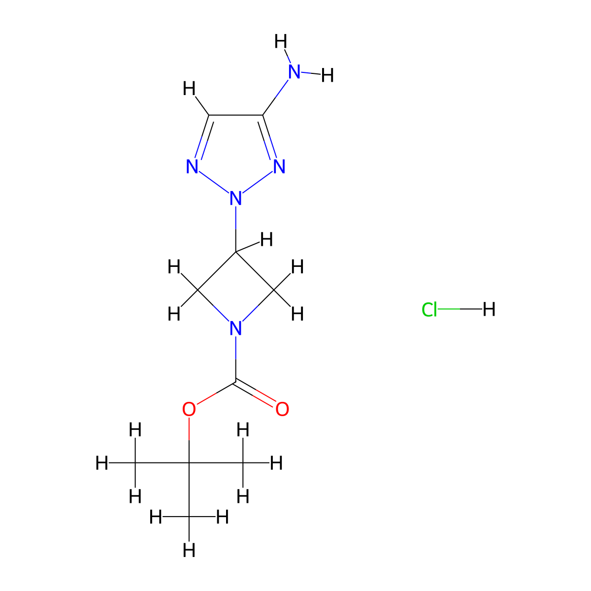 tert-butyl 3-(4-amino-2H-1,2,3-triazol-2-yl)azetidine-1-carboxylate hydrochloride molecular structure, CAS 2639448-72-7