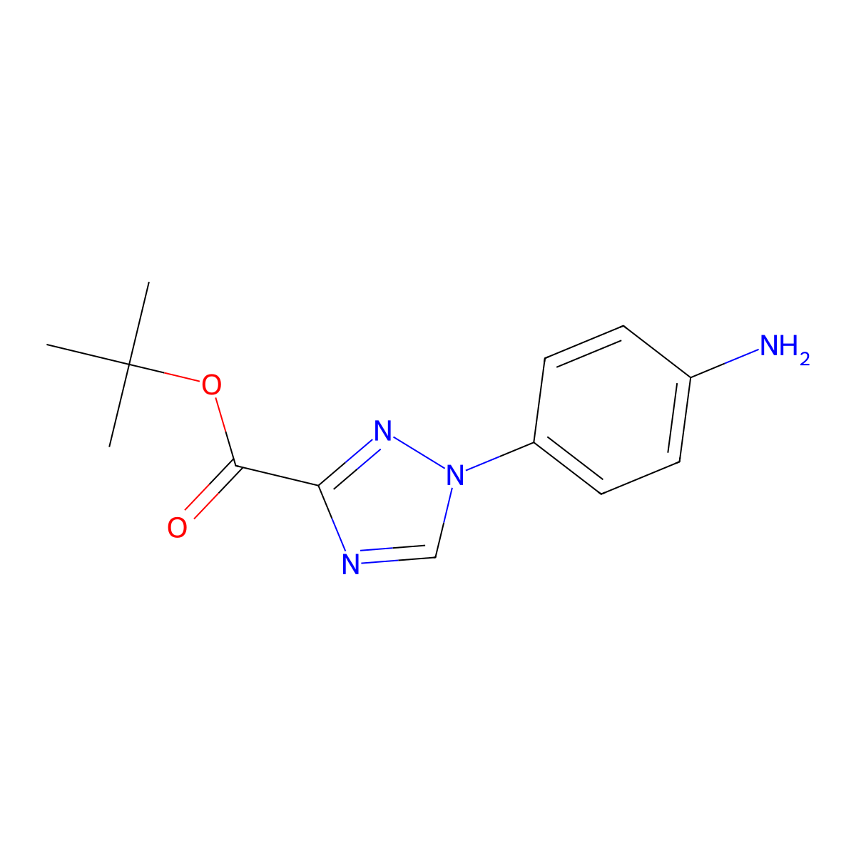 tert-butyl 1-(4-aminophenyl)-1H-1,2,4-triazole-3-carboxylate molecular structure, CAS 2639449-02-6